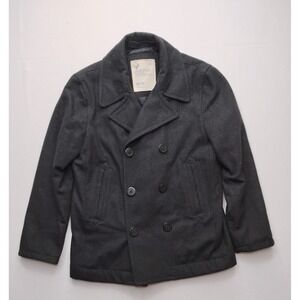 American Eagle Outfitters Double Breasted Wool Blend Peacoat Jacket‎ Black Y2K M
